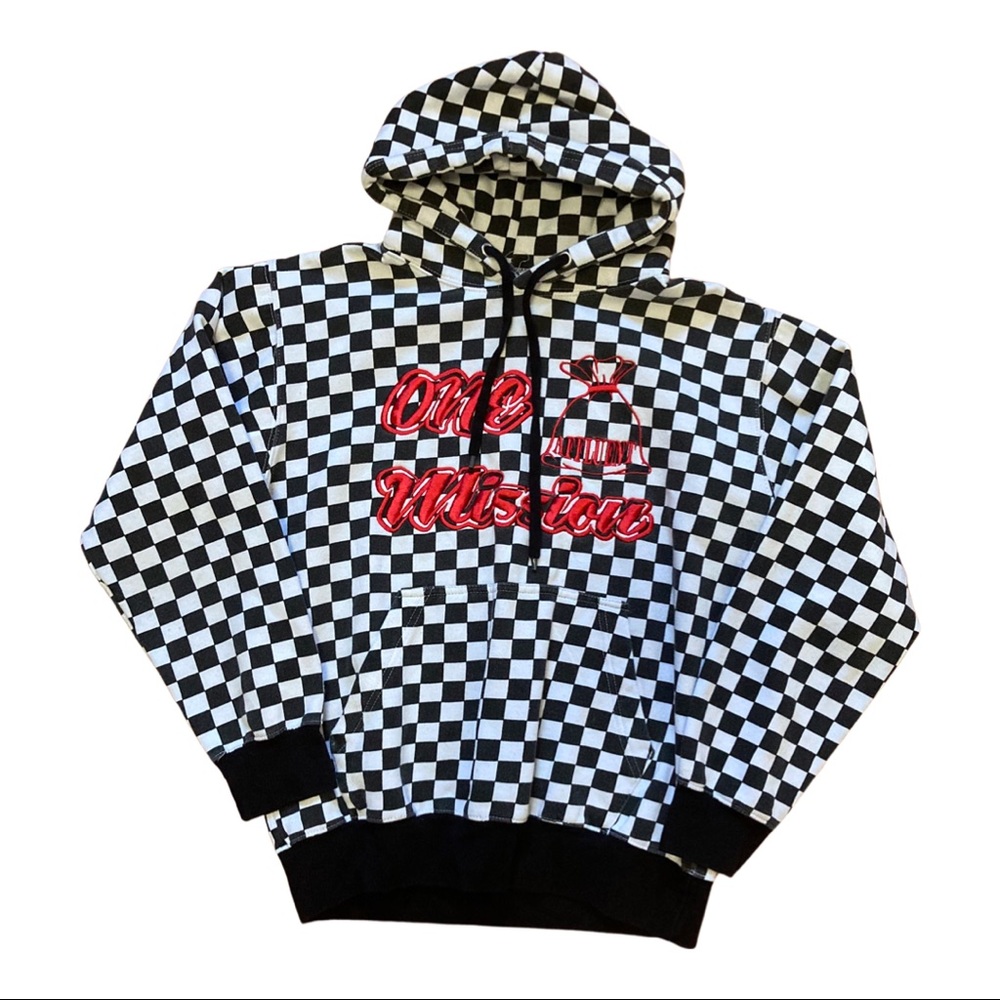 Checkered print hoodie sweatshirt men’s small AFFLUENT get the Bag 💰